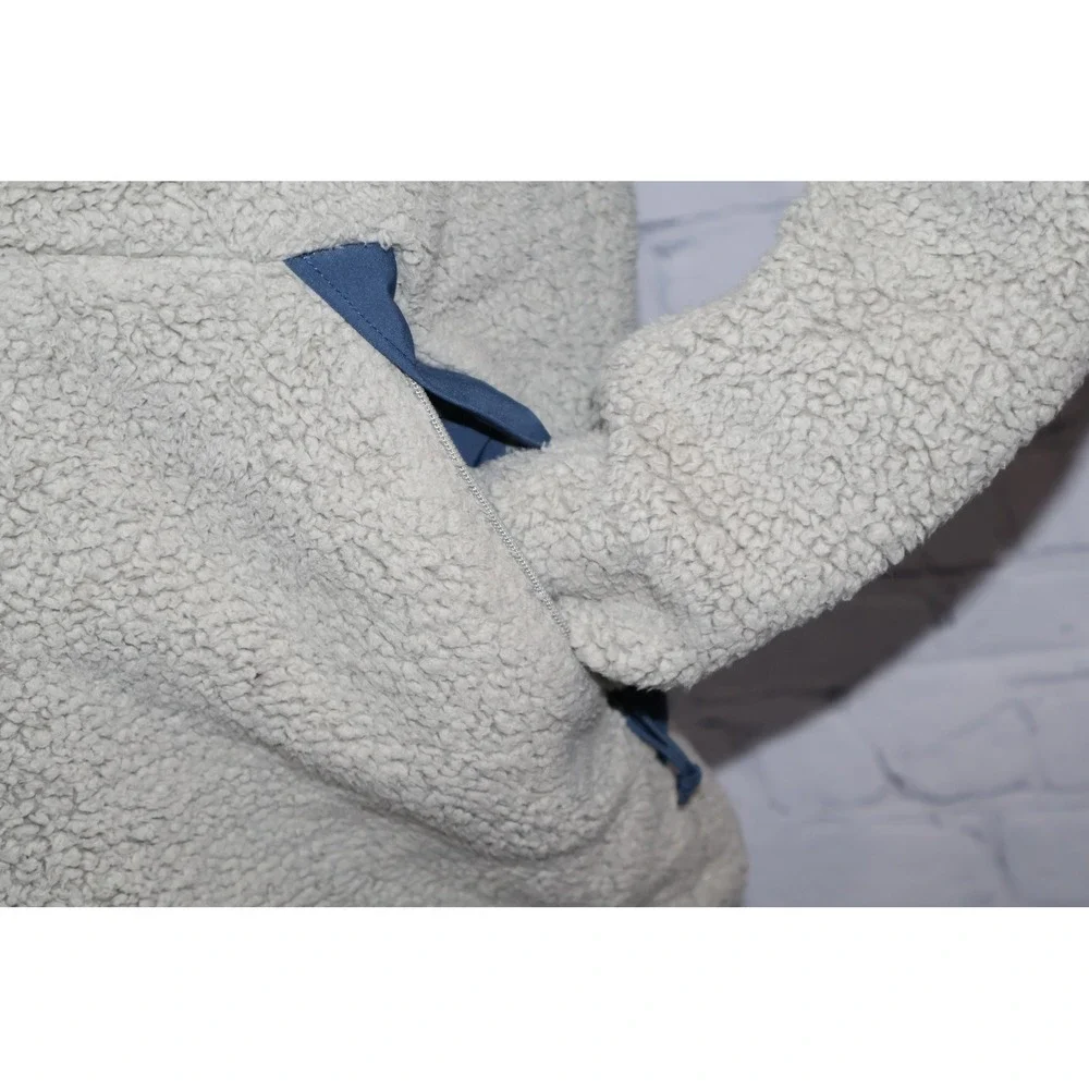 The North Face Fleece Pullover Mens XL Gray Blue 1/4 Zip Sherpa Jacket W Pockets